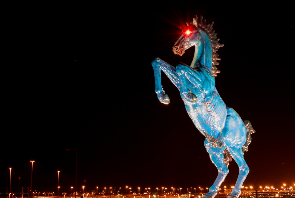 The Blue Bronco of Peña Boulevard