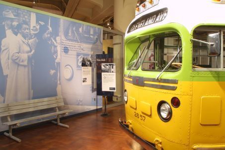 The restored bus on which Rosa Parks refused to give up her seat.