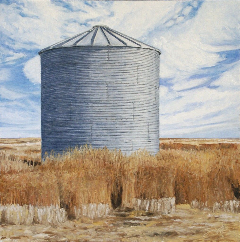 "Round Silo and Koshia Weed"  2005  20x20 Oil on canvas