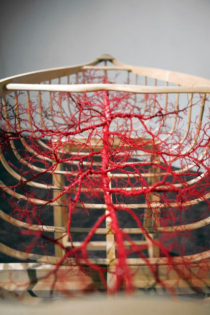 "Blood & Bone" Maple, copper wire, rubber, paint