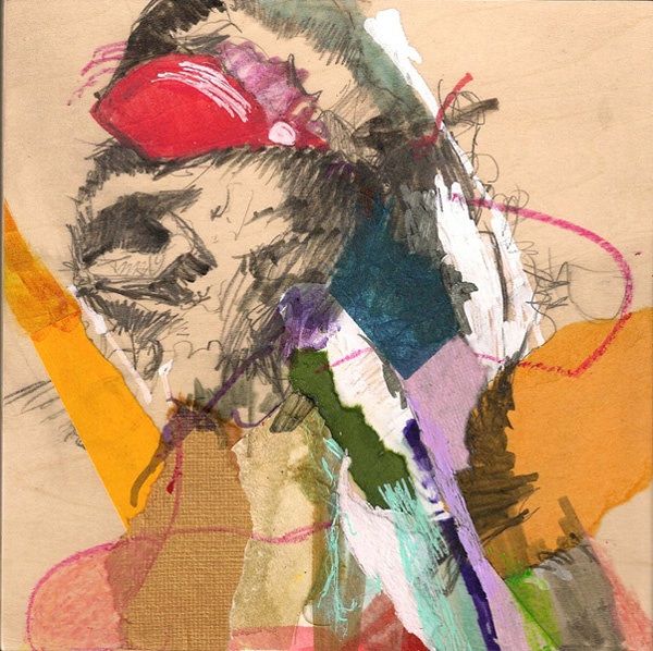 "Visual Diary #17" Mixed media, collage on wood panel, 6x6, 2011