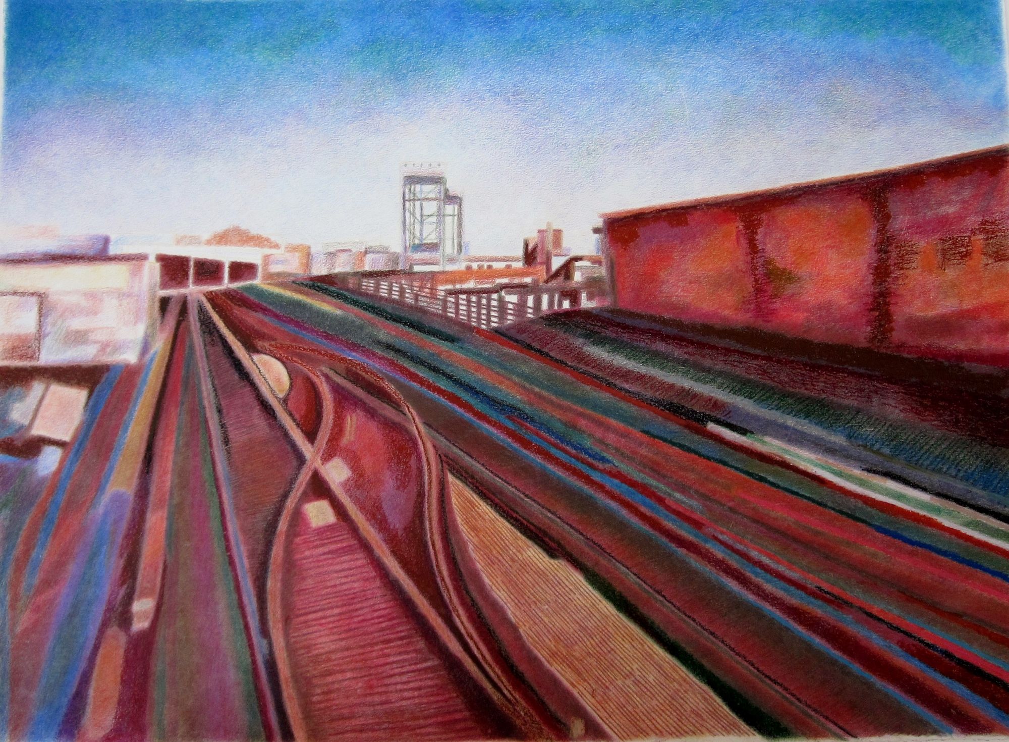 The 1 Train To Riverdale, 2011 Oil pastel, colored pencil, wax  