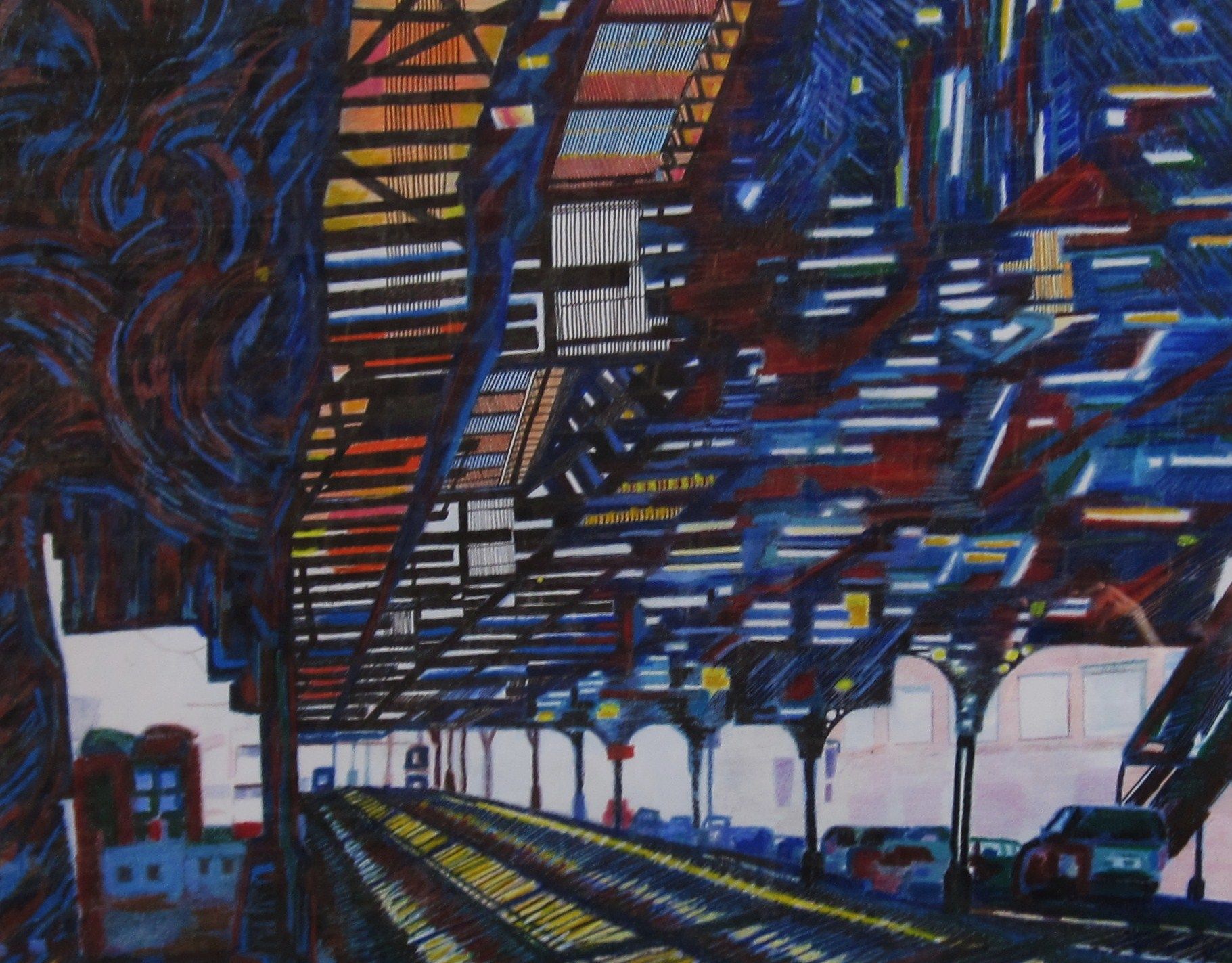 Visions Under A Manhattan Subway, 2013 Oil pastel, colored pencil, wax  