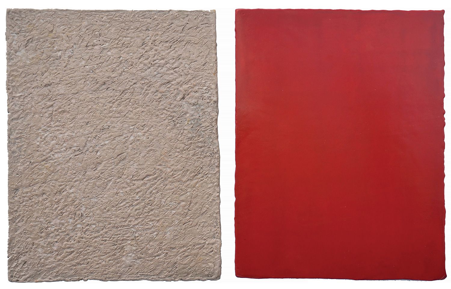 Sandra Bowden, Elements, 2008, encaustic, 11 x 38 inches (diptych).