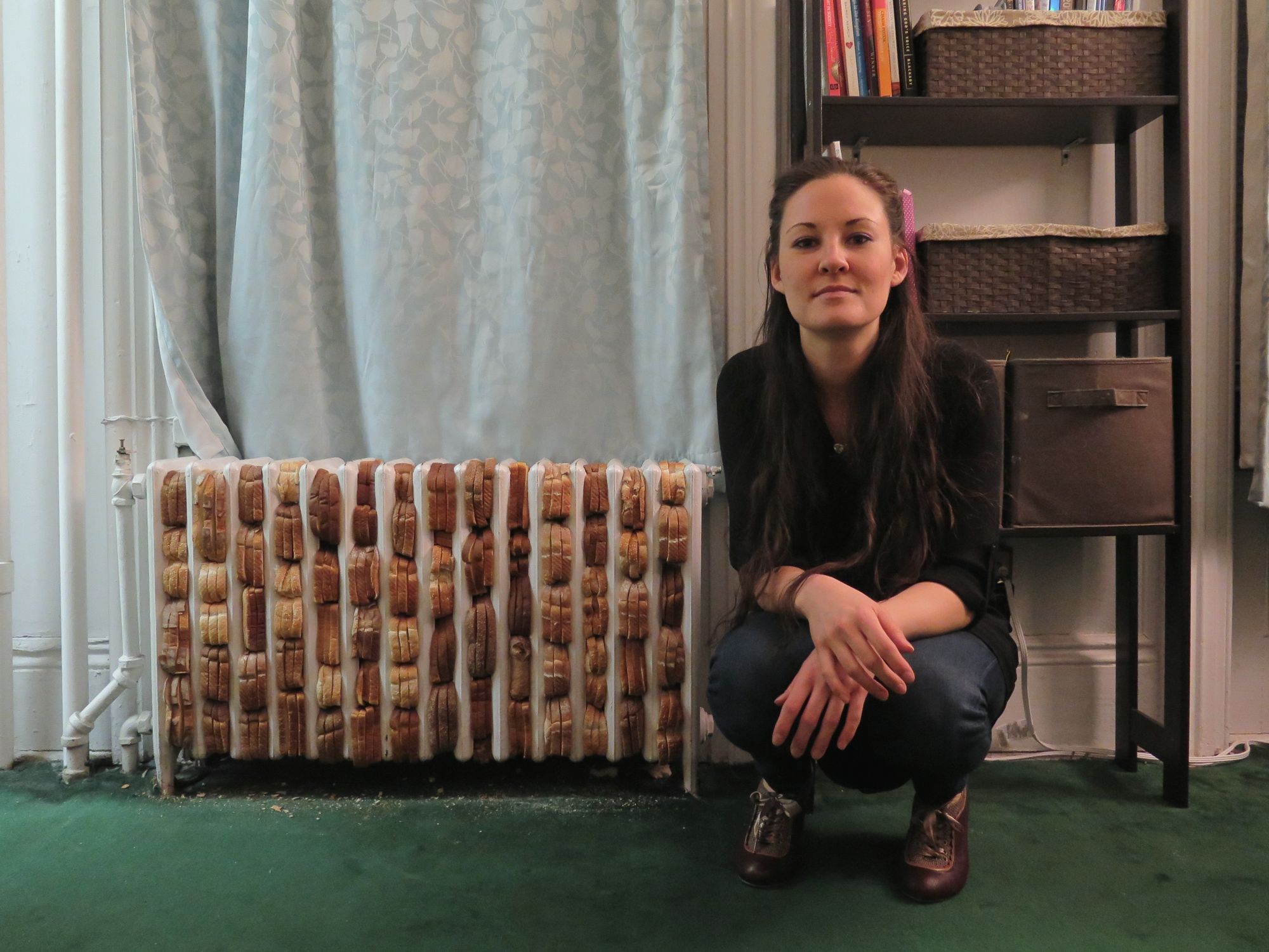 Melissa Browder Beck with "Breadiator" piece for apARTment #1