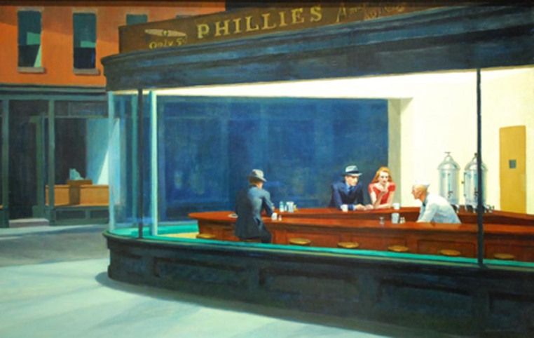 "Nighthawks by Edward Hopper 1942" by Edward Hopper - email. Licensed under Public Domain via Wikimedia Commons - https://commons.wikimedia.org/wiki/File:Nighthawks_by_Edward_Hopper_1942.jpg#/media/File:Nighthawks_by_Edward_Hopper_1942.jpg