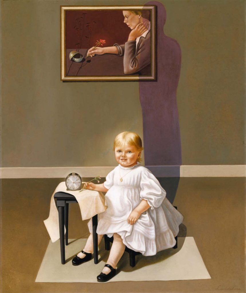 Double Portrait of the Artist in Time, Helen Lundeberg, oil on fiberboard, 1935, Chicago, Illinois, 1908 47 3/4 x 40 in. Smithsonian American Art Museum 