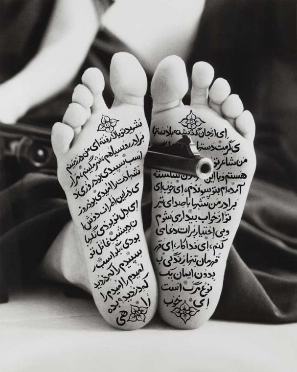 Allegiance with Wakefulness, Shirin Neshat, 1994. Gelatin silver print with calligraphy. Gift of Polly and Mark Addison, 2009.375 © Shirin Neshat